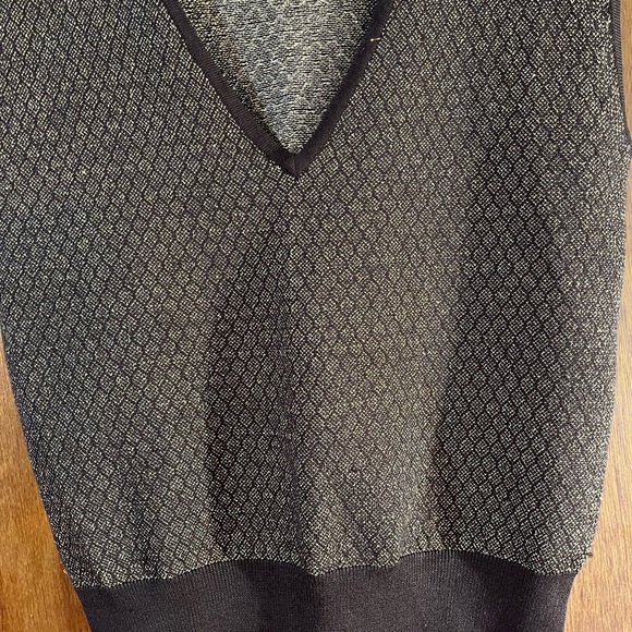 EXPRESS Silk Brown w Gold Thread Vest Sz M - Picture 2 of 4